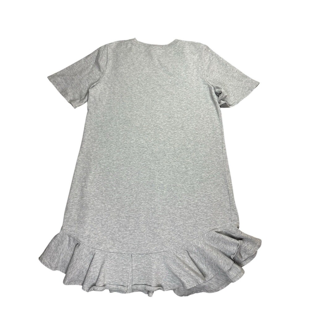 Cece Gray Floral Appliqué T-shirt Dress With Ruffle Medium Crewneck Short Sleeve - Picture 9 of 9